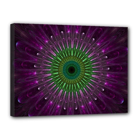 Light Abstract Flower Purple Petal Glass Color Circle Art Symmetry Digital Shape Fractal Macro Photo Canvas 16  X 12  (stretched) by Vaneshart