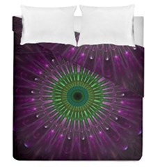 Light Abstract Flower Purple Petal Glass Color Circle Art Symmetry Digital Shape Fractal Macro Photo Duvet Cover Double Side (queen Size) by Vaneshart