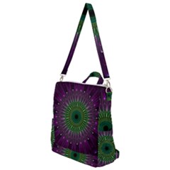 Light Abstract Flower Purple Petal Glass Color Circle Art Symmetry Digital Shape Fractal Macro Photo Crossbody Backpack by Vaneshart