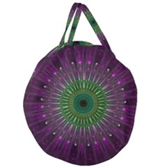 Light Abstract Flower Purple Petal Glass Color Circle Art Symmetry Digital Shape Fractal Macro Photo Giant Round Zipper Tote by Vaneshart