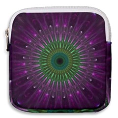 Light Abstract Flower Purple Petal Glass Color Circle Art Symmetry Digital Shape Fractal Macro Photo Mini Square Pouch by Vaneshart