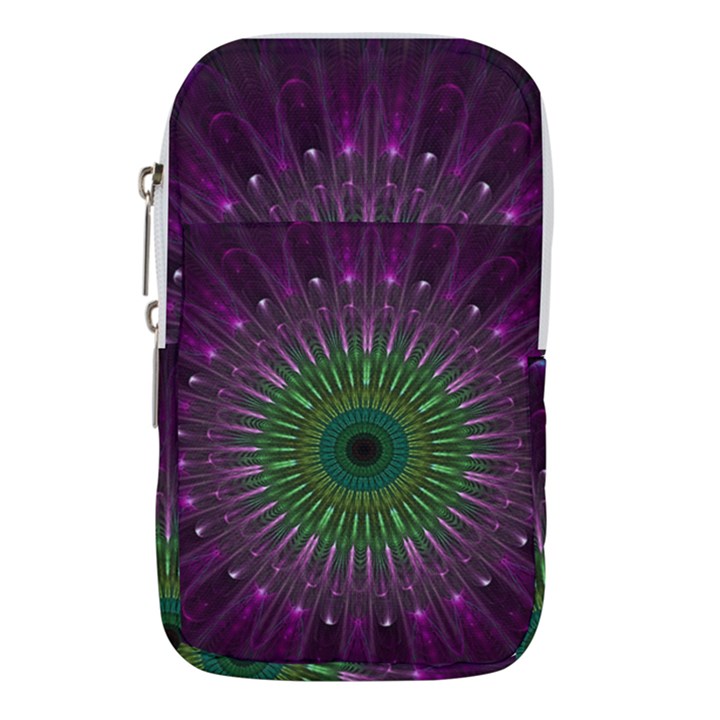 Light Abstract Flower Purple Petal Glass Color Circle Art Symmetry Digital Shape Fractal Macro Photo Waist Pouch (Small)