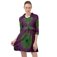 Light Abstract Flower Purple Petal Glass Color Circle Art Symmetry Digital Shape Fractal Macro Photo Mini Skater Shirt Dress