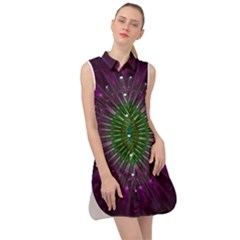 Light Abstract Flower Purple Petal Glass Color Circle Art Symmetry Digital Shape Fractal Macro Photo Sleeveless Shirt Dress