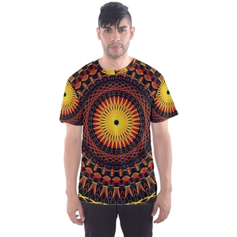 Spiral Pattern Circle Neon Psychedelic Illustration Design Symmetry Shape Mandala Men s Sports Mesh Tee by Vaneshart