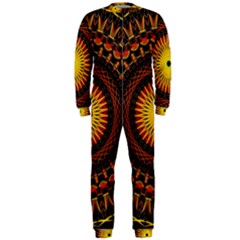 Spiral Pattern Circle Neon Psychedelic Illustration Design Symmetry Shape Mandala Onepiece Jumpsuit (men)  by Vaneshart