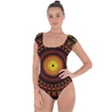 Spiral Pattern Circle Neon Psychedelic Illustration Design Symmetry Shape Mandala Short Sleeve Leotard  View1