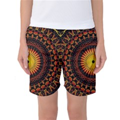 Spiral Pattern Circle Neon Psychedelic Illustration Design Symmetry Shape Mandala Women s Basketball Shorts by Vaneshart