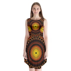 Spiral Pattern Circle Neon Psychedelic Illustration Design Symmetry Shape Mandala Sleeveless Chiffon Dress   by Vaneshart