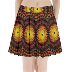 Spiral Pattern Circle Neon Psychedelic Illustration Design Symmetry Shape Mandala Pleated Mini Skirt by Vaneshart