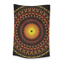 Spiral Pattern Circle Neon Psychedelic Illustration Design Symmetry Shape Mandala Small Tapestry by Vaneshart