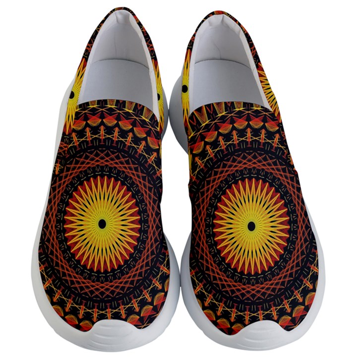 Spiral Pattern Circle Neon Psychedelic Illustration Design Symmetry Shape Mandala Women s Lightweight Slip Ons