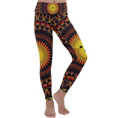 Spiral Pattern Circle Neon Psychedelic Illustration Design Symmetry Shape Mandala Kids  Lightweight Velour Classic Yoga Leggings by Vaneshart