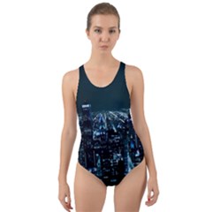 Building Night City Cut-out Back One Piece Swimsuit by Vaneshart