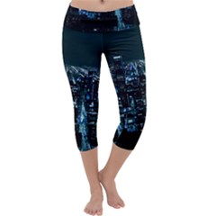 Building Night City Capri Yoga Leggings by Vaneshart