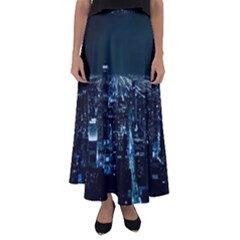 Building Night City Flared Maxi Skirt by Vaneshart