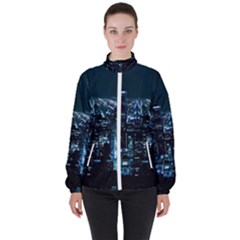 Building Night City Women s High Neck Windbreaker