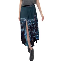 Building Night City Velour Split Maxi Skirt by Vaneshart