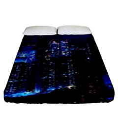 Night City Dark Fitted Sheet (king Size) by Vaneshart