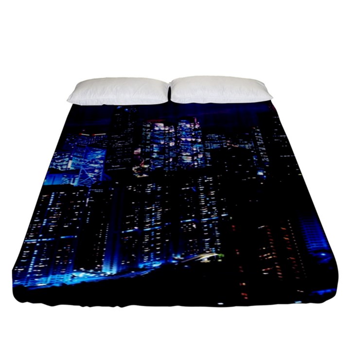 Night City Dark Fitted Sheet (King Size)