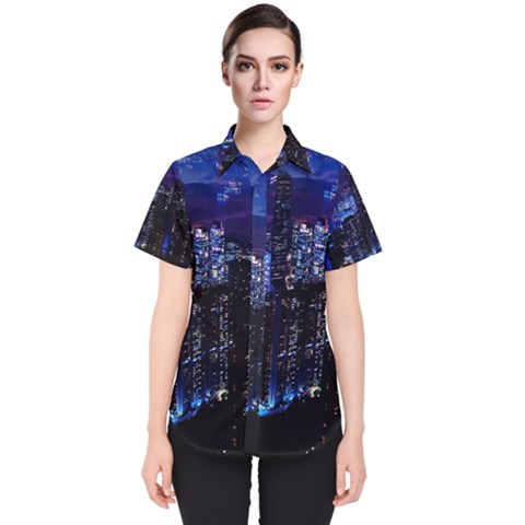 Night City Dark Women s Short Sleeve Shirt by Vaneshart