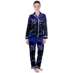 Night City Dark Satin Long Sleeve Pyjamas Set by Vaneshart