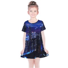 Night City Dark Kids  Simple Cotton Dress by Vaneshart