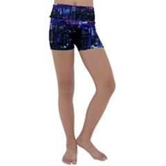 Night City Dark Kids  Lightweight Velour Yoga Shorts by Vaneshart