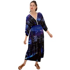 Night City Dark Grecian Style  Maxi Dress