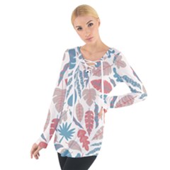 Leaves Art Pattern Tie Up Tee by Vaneshart