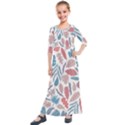 Leaves Art Pattern Kids  Quarter Sleeve Maxi Dress View1