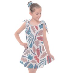 Leaves Art Pattern Kids  Tie Up Tunic Dress by Vaneshart