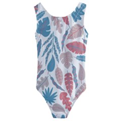 Leaves Art Pattern Kids  Cut-out Back One Piece Swimsuit by Vaneshart