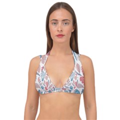 Leaves Art Pattern Double Strap Halter Bikini Top by Vaneshart