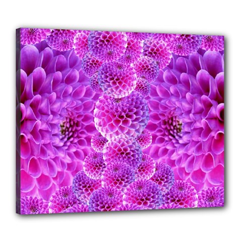 Nature Blossom Plant Flower Purple Petal Bloom Pattern Pollen Pink Flora Flowers Dahlia Design Beaut Canvas 24  X 20  (stretched) by Vaneshart