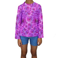 Nature Blossom Plant Flower Purple Petal Bloom Pattern Pollen Pink Flora Flowers Dahlia Design Beaut Kids  Long Sleeve Swimwear by Vaneshart