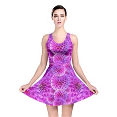 Nature Blossom Plant Flower Purple Petal Bloom Pattern Pollen Pink Flora Flowers Dahlia Design Beaut Reversible Skater Dress by Vaneshart