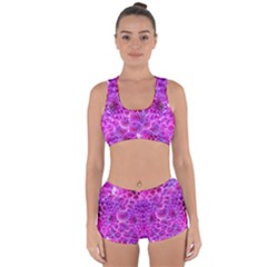 Nature Blossom Plant Flower Purple Petal Bloom Pattern Pollen Pink Flora Flowers Dahlia Design Beaut Racerback Boyleg Bikini Set by Vaneshart