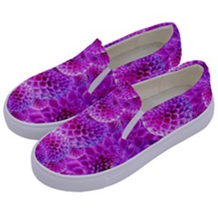 Nature Blossom Plant Flower Purple Petal Bloom Pattern Pollen Pink Flora Flowers Dahlia Design Beaut Kids  Canvas Slip Ons by Vaneshart