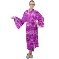 Nature Blossom Plant Flower Purple Petal Bloom Pattern Pollen Pink Flora Flowers Dahlia Design Beaut Maxi Velour Kimono by Vaneshart