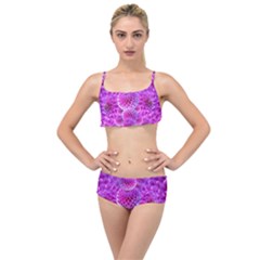 Nature Blossom Plant Flower Purple Petal Bloom Pattern Pollen Pink Flora Flowers Dahlia Design Beaut Layered Top Bikini Set by Vaneshart