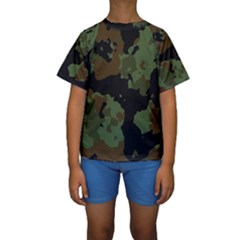 Beautiful Army Camo Pattern Kids  Short Sleeve Swimwear by Vaneshart