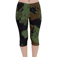 Beautiful Army Camo Pattern Velvet Capri Leggings  by Vaneshart