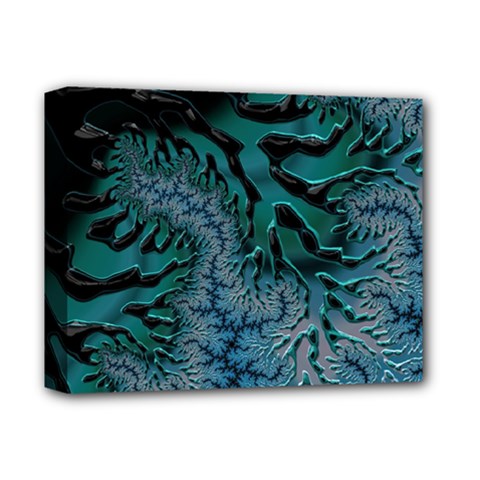 Creative Wing Abstract Texture River Stream Pattern Green Geometric Artistic Blue Art Aqua Turquoise Deluxe Canvas 14  x 11  (Stretched)