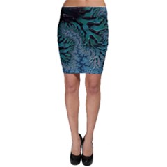 Creative Wing Abstract Texture River Stream Pattern Green Geometric Artistic Blue Art Aqua Turquoise Bodycon Skirt