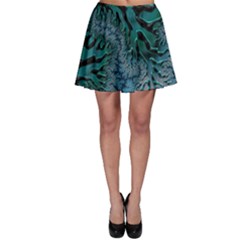 Creative Wing Abstract Texture River Stream Pattern Green Geometric Artistic Blue Art Aqua Turquoise Skater Skirt