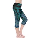 Creative Wing Abstract Texture River Stream Pattern Green Geometric Artistic Blue Art Aqua Turquoise Capri Leggings  View4