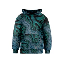 Creative Wing Abstract Texture River Stream Pattern Green Geometric Artistic Blue Art Aqua Turquoise Kids  Pullover Hoodie