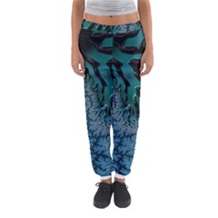 Creative Wing Abstract Texture River Stream Pattern Green Geometric Artistic Blue Art Aqua Turquoise Women s Jogger Sweatpants by Vaneshart