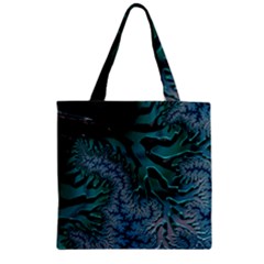 Creative Wing Abstract Texture River Stream Pattern Green Geometric Artistic Blue Art Aqua Turquoise Zipper Grocery Tote Bag